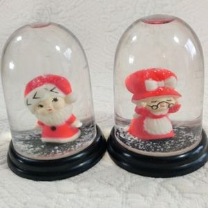 Vintage Christmas Mr And Mrs Santa Claus Snow Globes